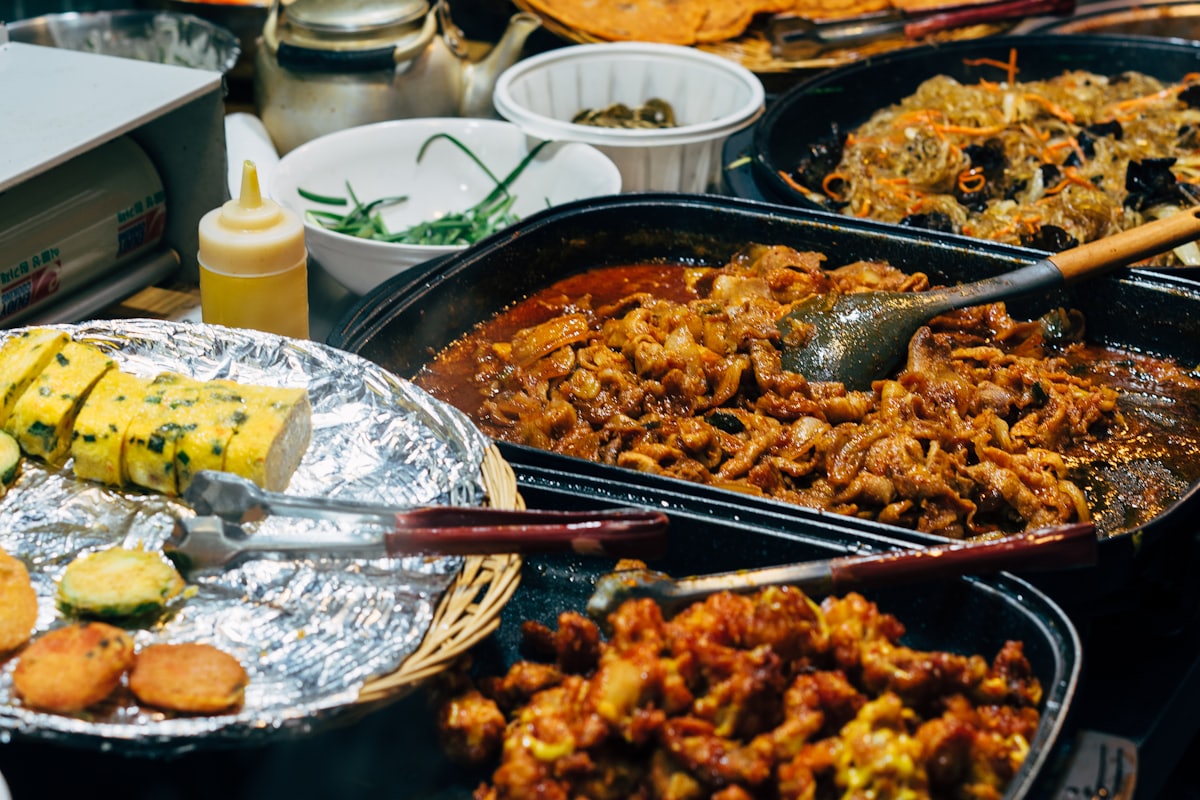 Bengali street food spread with assorted snacks